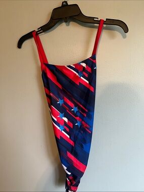 Speedo $54 Red & Blue Star-Print One-Piece Swimsuit new